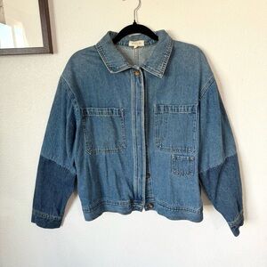 Roolee multi-toned denim Jean shacket or chore jacket Size: Large